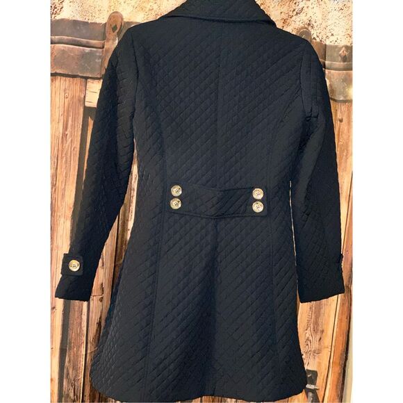 Ivanka Trump Navy Blue Quilted Double Breasted trench coat Jacket - Picture 3 of 7